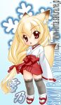  blonde_hair chibi fox_ears japanese_clothes long_hair nakajima_konta snow_fox thigh-highs thighhighs yukino_(snow_fox) zettai_ryouiki 