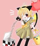  balloon blonde_hair bucket bucket_of_water cat cat_ears dress hairband higurashi_no_naku_koro_ni houjou_satoko jack-in-a-box jack-in-the-box lowres pantyhose red_eyes sailor_dress short_hair wink 