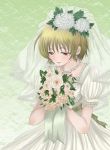  bad_id blonde_hair bridal_veil bride dress flower higurashi_no_naku_koro_ni houjou_satoko kamo_(kamo29) pink_eyes rose roses veil wedding_dress white_rose 