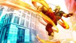  aura barefoot blonde_hair city fingerless_gloves gloves highres ken_masters long_hair official_art ponytail street_fighter street_fighter_v 