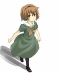  blonde_hair brown_eyes higurashi_no_naku_koro_ni houjou_satoko pantyhose sailor_dress walking 