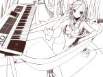  barefoot bath bathtub claw_foot_bathtub feet headphones instrument keyboard keyboard_(instrument) long_hair lucia lying monochrome pangya water yada_ei 