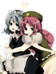  bad_id hat heart hong_meiling hug hug_from_behind izayoi_sakuya maid meisa open_mouth star touhou 