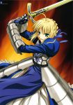 armor blonde_hair fate/stay_night fate_(series) green_eyes highres ishihara_megumi saber scan sword weapon 