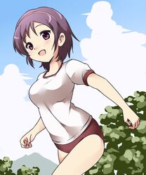  1girl absurdres buruma gym_uniform highres kamekichi_(kamekiti) kami_nomi_zo_shiru_sekai tagme takahara_ayumi violet_eyes 