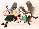  animal_ears bad_id braid brown_hair cat_ears closed_eyes grey_hair group_hug harmonia hat headband hug kaenbyou_rin komeiji_koishi komeiji_satori multiple_girls open_mouth orange_hair pink_hair reiuji_utsuho ribbon short_hair smile tail touhou twin_braids wings wink 