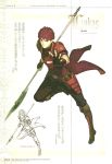  1boy armor character_name dynamic_pose fingerless_gloves fire_emblem fire_emblem_echoes:_mou_hitori_no_eiyuuou gloves halberd hidari_(left_side) highres looking_at_viewer lukas_(fire_emblem) nintendo non-web_source official_art polearm red_eyes redhead scan short_hair sketch solo spear weapon 