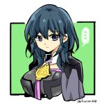  ... 1girl armor blue_eyes blue_hair byleth closed_mouth fire_emblem fire_emblem:_three_houses nintendo short_hair simple_background solo spoken_ellipsis twitter_username upper_body yukia_(firstaid0) 