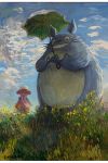  1girl bag blue_sky child clouds cloudy_sky fine_art_parody flower from_below grass grey_fur hat holding impressionism kusakabe_mei looking_at_viewer lothlenan outdoors parasol parody plant short_hair short_twintails shoulder_bag sky smile studio_ghibli tonari_no_totoro totoro twintails umbrella whiskers woman_with_a_parasol yellow_flower 
