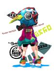  1girl arms_at_sides bike_shorts colorful from_behind full_body helmet highres inkling inkling_(language) legs_apart multicolored multicolored_clothes multicolored_footwear shoes sneakers solo splatoon splatoon_(series) splatoon_2 standing tarai_(silica5) white_background 