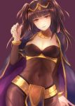  1girl bangle black_hair bodysuit bracelet breasts cape cleavage covered_navel fire_emblem fire_emblem:_kakusei jewelry jurge long_hair medium_breasts nintendo parted_lips simple_background solo tharja tiara twintails 