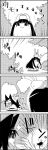 /\/\/\ 4koma :x animal animal_ears animal_on_head arms_up brooch bunny_on_head comic commentary_request emphasis_lines fleeing greyscale highres houraisan_kaguya imaizumi_kagerou jewelry long_hair monochrome on_head rabbit scared shaded_face shawl silent_comic smile speed_lines tail tail_wagging tani_takeshi touhou translation_request trembling very_long_hair wolf_ears wolf_tail yukkuri_shiteitte_ne 