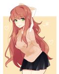  1girl black_skirt bow doki_doki_literature_club hair_bow heart kokomi_(aniesuakkaman) long_hair monika_(doki_doki_literature_club) skirt tongue tongue_out white_bow 