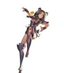  1girl animal_ears armor brown_fur brown_hair cozy dark_skin facial_mark fire_emblem fire_emblem:_kakusei fire_emblem_heroes full_body highres long_hair nintendo official_art pouch rabbit_ears red_eyes solo taguel toeless_legwear transparent_background velvet_(fire_emblem) 