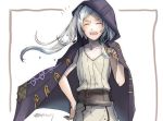  1girl closed_eyes female_my_unit_(fire_emblem:_kakusei) fire_emblem fire_emblem:_kakusei hood hood_up my_unit_(fire_emblem:_kakusei) nintendo open_mouth robaco simple_background sleeveless solo twintails twitter_username upper_body white_hair 