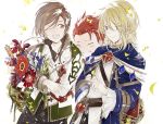  3boys aglovale_(granblue_fantasy) blonde_hair blush brothers brown_hair child closed_eyes flower granblue_fantasy lamorak_(granblue_fantasy) long_hair looking_at_another male_focus multiple_boys percival_(granblue_fantasy) red_eyes redhead siblings smile suou younger 