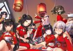 463_jun 6+girls :3 :d agent_(girls_frontline) architect_(girls_frontline) bangs barefoot beak_(girls_frontline) black_gloves black_hair black_panties blush bowl character_request china_dress chinese_clothes destroyer_(girls_frontline) detached_sleeves dinergate_(girls_frontline) dreamer_(girls_frontline) dress eating food_in_mouth gaia_(girls_frontline) garter_straps girls_frontline gloves hair_bun hair_ornament highres hk416_(girls_frontline) ladder long_hair looking_at_viewer mask multiple_girls open_mouth ouroboros_(girls_frontline) panties red_gloves sangvis_ferri scarecrow_(girls_frontline) scarf side_ponytail sitting smile snow spoon tang_yuan tears thigh-highs twintails underwear violet_eyes white_legwear yellow_eyes 
