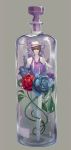  1boy absurdres air_bubble blue_flower bottle bubble flower formal grey_background hand_up hat highres huge_filesize hyacinth in_bottle in_container long_sleeves male_focus matsuno_ichimatsu osomatsu-san pants purple_flower purple_shirt red_flower rose s_s_zene shirt standing suit violet_eyes water white_footwear white_hat white_pants white_suit 