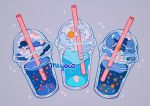  artist_name clouds crescent_moon cup drinking_straw grey_background liquid meyoco moon no_humans original seashell shell simple_background sparkle star sun transparent 