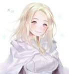  1girl aubz blonde_hair dress gloves jewelry long_hair looking_at_viewer necklace octopath_traveler open_mouth ophilia_(octopath_traveler) short_hair simple_background smile solo yellow_eyes 