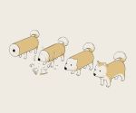  avogado6 brown commentary cylinder dog dog_focus isometric monochrome no_humans original pencil shiba_inu simple_background standing 