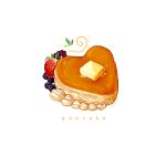  blueberry butter english_text food fruit heart-shaped_food highres ichiknees leaf no_humans original pancake raspberry sparkle spiral strawberry white_background 