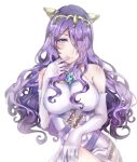  1girl artist_request breasts camilla_(fire_emblem_if) dress fire_emblem fire_emblem_heroes fire_emblem_if gloves hair_over_one_eye highres large_breasts long_hair nintendo purple_hair solo takumi_(fire_emblem_if) very_long_hair violet_eyes wavy_hair 