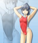  erect_nipples flat_chest grey_eyes long_hair one-piece_swimsuit original ponytail silver_eyes silver_hair swimsuit tk4 zoom_layer 