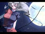  bow_(weapon) breasts dress impossible_clothes impossible_dress kasuga_ayumu_(artist) large_breasts long_hair moon silver_hair touhou weapon yagokoro_eirin 