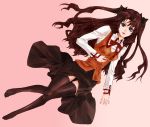  brown_hair fate/stay_night fate_(series) feet hair_ribbon hair_ribbons hands higi_(pixiv) legs long_skirt ribbon ribbons school_uniform thigh-highs thighhighs tohsaka_rin toosaka_rin vest 