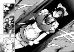  apron black_hair blouse cat_ears frills hair_over_one_eye highres maid monochrome nyaa nyan ribbon skirt surprise surprised thigh-highs thighhighs tsundere wrist_cuffs 