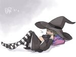  detached_sleeved detached_sleeves hat inemuri_uno lying no_shoes original striped striped_legwear striped_socks striped_thighhighs thigh-highs thighhighs witch_hat 