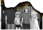  bad_id hand_holding higurashi_no_naku_koro_ni holding_hands houjou_satoko houjou_satoshi monochrome photo_(object) 