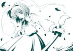  aqua hairband konpaku_youmu konpaku_youmu_(ghost) monochrome ribbon ribbons school_uniform short_hair sword touhou weapon 