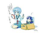  blue_hair cable cables chibi long_hair moroyan nagato_yuki school_uniform suzumiya_haruhi_no_yuuutsu translation_request usb 