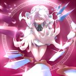  izayoi_sakuya knife magic_circle maid meta_(pixiv) ribbon ribbons short_hair silver_hair touhou 