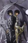  absurdres chain chains chess_piece clamp code_geass earrings faux_wings highres jewelry kururugi_suzaku lelouch_lamperouge male multiple_boys official_art sword weapon wings 