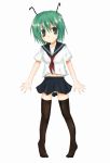  green_eyes green_hair hane_riu school_uniform skirt solo thigh-highs thighhighs touhou wriggle_nightbug 