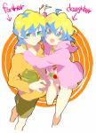  bad_id father_and_daughter green_eyes guame hoodie kazuko lordgenome multicolored_hair nia_teppelin short_hair tengen_toppa_gurren_lagann tengen_toppa_gurren_lagann:_parallel_works time_paradox young 