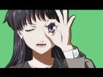  bishoujo_senshi_sailor_moon black_hair girls_high hands hino_rei lips lipstick nako nako_(nonrain) parody purple_eyes violet_eyes wink 