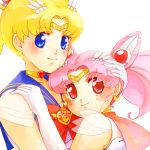  bad_id bishoujo_senshi_sailor_moon blonde_hair blue_eyes blush chibi_usa choker earrings gloves hair_ornament hairclip hug jewelry mother_and_daughter pink_hair red_eyes sailor_chibi_moon sailor_moon sailor_senshi smile super_sailor_chibi_moon super_sailor_moon tiara tsukino_usagi 