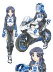  bikesuit blue_eyes blue_hair fujita_(speedlimit) huzita long_hair motor_vehicle motorcycle suzumiya_haruhi_no_yuuutsu vehicle 