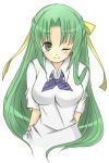  green_hair higurashi_no_naku_koro_ni lowres sonozaki_shion wink 