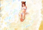  barefoot bikini brown_hair cat_ears erica_fontaine feet kusaka kusaka_souji long_hair sakura_taisen sakura_taisen_iii soles swimsuit water wink 