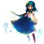 blue_hair kochiya_sanae long_skirt skirt touhou tsuchiya_akira