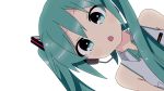 1girl alpha_transparency aqua_eyes aqua_hair bad_source bare_shoulders close-up hair_ornament hatsune_miku headset lamazep leaning_to_the_side light_blush long_hair looking_at_viewer necktie open_mouth shirt sleeveless sleeveless_shirt solo upper_body vocaloid 