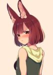  1girl animal_ears blush bob_cut brown_eyes brown_hair calm_mashiro hound hound_(sekaiju) pout rabbit_ears sekaiju_no_meikyuu sekaiju_no_meikyuu_5 simple_background 