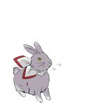  animal_focus animalization artist_request breath commentary_request fujinami_(kantai_collection) full_body furry green_eyes kantai_collection looking_to_the_side rabbit ribbon simple_background sitting white_background yellow_eyes 