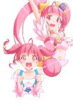  1girl ahoge choker commentary_request cure_star dress earrings hair_ornament hoshina_hikaru jewelry long_hair looking_at_viewer magical_girl open_mouth pink_eyes pink_hair precure shiruppo smile star_twinkle_precure twintails 