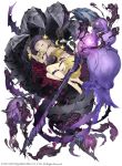  1girl barefoot blonde_hair bloomers briar_rose_(sinoalice) closed_eyes fetal_position flower frills full_body giant_hand hat ji_no mobile nightcap official_art petals sinoalice sleeping solo square_enix staff stuffed_toy underwear white_background 